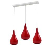 LEDSone Modern Colour Shade Chandelier Three Head Pendant Light Ceiling Home Pub Diner (Red)