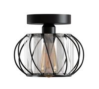 Ledsone Modern Crystal Chandelier E27 Semi Flush Ceiling Light, Black, 18Cm, Incl. Bulb