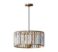 Ledsone Modern Crystal Glass Shade Mini Chandelier Pendant Light, Drum Shape E27 Ceiling Hanging Light Gold Without Bulb,30Cm