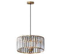 Ledsone Modern Crystal Glass Shade Mini Chandelier Pendant Light, Drum Shape E27 Ceiling Hanging Light Gold With Bulb,30Cm