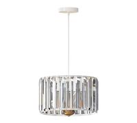 Ledsone Modern Crystal Glass Shade Mini Chandelier Pendant Light, Drum Shape E27 Ceiling Hanging Light White Without Bulb,20Cm