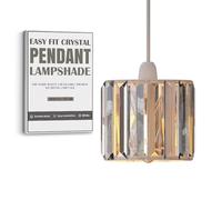 LEDSone Modern Crystal Light Shade 12cm Easy Fit Glass Shade Hanging Pendant Lampshade E27 Gold Ceiling Light Fixtures Chandelier for Bedroom, Living Room, Kitchen, Hallway (White)