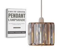 LEDSone Modern Crystal Light Shade 12cm Easy Fit Glass Shade Hanging Pendant Lampshade E27 Gold Ceiling Light Fixtures Chandelier for Bedroom, Living Room, Kitchen, Hallway (Gold)