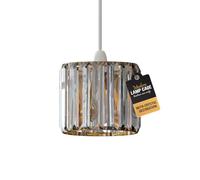 LEDSone Modern Crystal Light Shade 12cm Easy Fit Glass Shade Hanging Pendant Lampshade E27 Gold Ceiling Light Fixtures Chandelier for Bedroom, Living Room, Kitchen, Hallway (Gold)