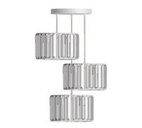 LEDSone Modern Crystal Pendant Light Round Ceiling Chandelier Adjustable 3 Light Fixture for Kitchen Island Dining Room Living Room Entryway Elegant Lighting Decoration. (20cm White Without Bulb)