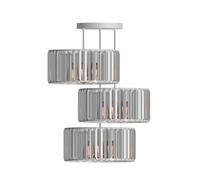 LEDSone Modern Crystal Pendant Light Round Ceiling Chandelier Adjustable 3 Light Fixture for Kitchen Island Dining Room Living Room Entryway Elegant Lighting Decoration. (30cm White with Bulb)