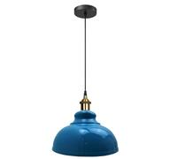 LEDSone Modern Cyan Blue Metal Ceiling Pendant Fitting - 29cm Curvy Dome Shaped Easy Fit Light Shade for Bedroom, Hallway, Office, Café, Industrial Flush Mount Ceiling Lighting