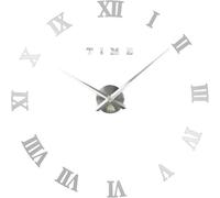 Ledsone Modern Diy Frameless Large Wall Clock Roman Numerals 3D Sticker Wall Clock Silver