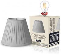 LEDSone Modern Fabric Lampshade 28cm Gray Satin Barrel Light Shade with Free A60 LED Bulb for Ceiling Lamps Floor Lamps Bedside Lamps in Bedroom Living Room Office Home Decor