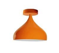 LEDSone Modern Flush Mount Ceiling Light Fitting, Island Farmhouse Industrial E27 Retro Pendant Light with Large Metal Light Lamp Shade for Kitchen, Bedroom (Orange, Without Bulb)