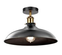 LEDSone Modern Flush Mount Ceiling Lighting LED Lights Island Rustic Semi Flush Light Fitting Pendant Light Lamp Chandelier Metal 36cm Light Shade for Hall, Living Room, Lounge B, Black With Bulb
