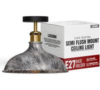 LEDSONE Modern Flush Mount Ceiling Lighting LED Lights Island Rustic Semi Flush Light Fitting Pendant Light Lamp Chandelier Metal 36cm Light Shade for Hall, Living Room, Lounge M, Brushed Silver