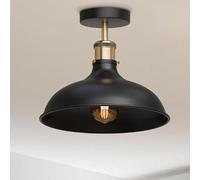 LEDSone Modern Flush Mount Ceiling Lighting LED Lights Island Rustic Semi Flush Light Fitting Pendant Light Lamp Chandelier Metal 36cm Light Shade for Hall, Living Room, Lounge B, Black With Bulb