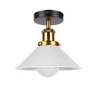 LEDSone Modern Flush Mount Ceiling Lighting LED Lights Semi Flush Light Fitting Pendant Light Lamp Chandelier Metal 22cm Cone Light Shade for Hall Living Room Lounge (White)