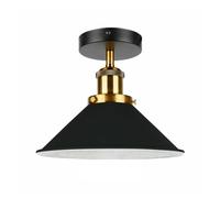 LEDSone Modern Flush Mount Metal Ceiling Lighting LED Lights, Semi Flush Light Fitting Pendant Light Lamp Chandelier Metal 22cm Cone Light Shade for Hall, Living Room. (Black Inner White Without Bulb)