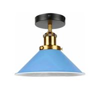 LEDSone Modern Flush Mount Metal Ceiling Lighting LED Lights, Semi Flush Light Fitting Pendant Light Lamp Chandelier Metal 22cm Cone Light Shade for Hall, Living Room. (Blue Without Bulb)