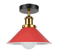 LEDSone Modern Flush Mount Metal Ceiling Lighting LED Lights, Semi Flush Light Fitting Pendant Light Lamp Chandelier Metal 22cm Cone Light Shade for Hall, Living Room. (Red)