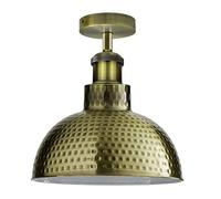 LEDSone Modern Hammered Brass Ceiling Light 26cm Semi Flush Mount Vintage Industrial Green Brass Dome Pendant Hallway Kitchen Lighting Fixture Easy Install