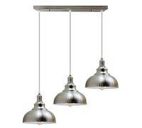 LEDSone Modern Industrial 3-Light Pendant Light Fixture, Satin Nickel Dome Shades, Kitchen Island Hanging Lamp (Curvy Shade, with Bulb)