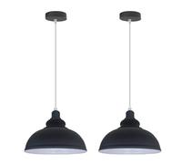 LEDSone Modern Industrial Ceiling Pendant Light 2Pack Metal Gray Hanging Light Fixture with 96cm Adjustable Cable Vintage Lighting for Bedroom Hallway Office Kitchen and Living Room