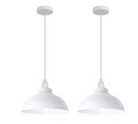 LEDSone Modern Industrial Ceiling Pendant Light 2Pack Metal White Hanging Light Fixture with 98cm Adjustable Cable Vintage Lighting for Bedroom Hallway Office Kitchen and Living Room