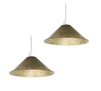 LEDSone Modern Industrial Metal Easy Fit 22cm Cone Shape Pendant Ceiling Light Lampshade for Bed Room Kitchen Living Room Conservatory Dining Room (Brushed Brass 2 Pack)