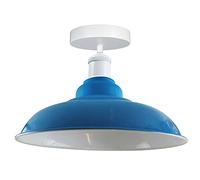 LEDSone Modern Industrial Style Ceiling Light Fittings Metal Flush Mount Bowl Shape Shade Indoor Lighting for Bed Room, Kitchen, Living Room, Light Blue