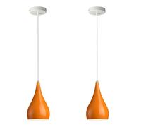 LEDSone Modern Industrial Teardrop Hanging Ceiling Light Red Pendant Lamp, Eyeball Design Modern Light Shades E27 UK Lamp Fixture (Orange 2PACK)