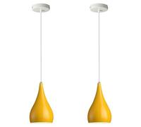 LEDSone Modern Industrial Teardrop Hanging Ceiling Pendant Lamp, (30cm x16cm + Cable) E27 UK Lamp Fixture (Yellow, 2 Pack)