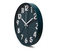 LEDSone Modern Large Wall Clock with 3D Numbers Dark Green Silent Quartz Non-Ticking Decorative Round Wall Clock for Living Room, Bedroom, Office Home Decor Analogue Clock