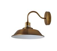 LEDSone Modern Metal Wall Light, Shiny Body Wall Lamp Lighting Sconce Fitting, Vintage Industrial Wall Mount E27 Pendant with Light Shade for Bedside, Living Room, Hall Way (Yellow Brass)
