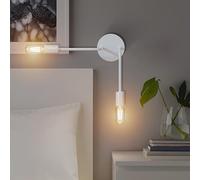 LEDSone Modern Minimalist Wall Light, Vertical Double Bulb Sconce, White Indoor Wall Lamp for Living Room, Bedroom, Hallway, LED Compatible, Contemporary Slim Design Home Lighting