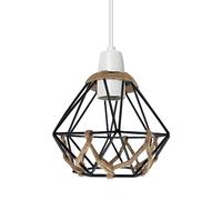 LEDSone Modern Natural Tapered Woven Rope Ceiling Light Shade Easy Fit Wire Cage Black Lampshade Pendant Lights Home Décor & Improvement Essential130mm Shade Width