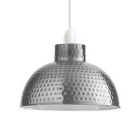LEDSone Modern Pendant Lampshade 26 cm Metal Hammered Square Texture Hanging Ceiling Light Shade with Reducer Plate Chandelier E27 Decorative for Kitchen Bedroom Bar Restaurant (Satin Nickel)