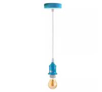 LEDSone Modern Pendant Light Fitting Turquoise Blue E27 Ceiling Rose Lamp Holder with Adjustable Hanging Cable for Kitchen Dining Room(Blue, with Bulb)