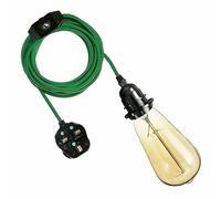 LEDSone Modern Plug In Pendant Lamp Light With 4M Fabric Flex Cable Set E27 Bulb Holder LED Bulb Easy Fit For Bedrooms Living Room Dining Areas Offices Cafés Bars