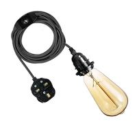 LEDSone Modern Plug In Pendant Lamp Light With 4M Fabric Flex Cable Set E27 Bulb Holder LED Bulb Easy Fit For Bedrooms Living Room Dining Areas Offices Cafés Bars