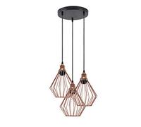 Ledsone Modern Retro 3 Way Ceiling Pendant Light With Rose Gold Diamond Cage Shade And E27 Bulbs