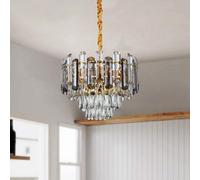 Ledsone Modern Round Crystal Chandeliers Luxury Ceiling Raindrop Pendant Light 28Cm