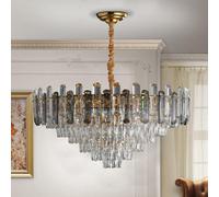 Ledsone Modern Round Crystal Chandeliers Luxury Ceiling Raindrop Pendant Light 60Cm