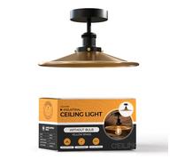 LEDSone Modern Semi Flush Mount Ceiling Light Fixture Metal 22cm Yellow Brass Industrial Chandelier LED Ceiling Lamp with Bulb for Kitchen Bedroom Hallway Restaurant Bar Hotel Dining Room