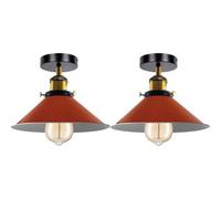 LEDSone Modern Semi Flush Mount Ceiling Light Industrial Ceiling Lights Hallway Lighting Fitting Pendant Lamp Metal 22cm Cone Light Shade Lights for Kitchen Livingroom Bedroom-Orange
