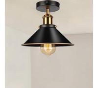 LEDSone Modern Semi Flush Mount Ceiling Light Metal Cone Shape Pendant Lamp Chandelier LED Lights Fitting with Bulb for Kitchen Bedroom Hallway Restaurant Bar Hotel Dining Room (Black Gold Line)