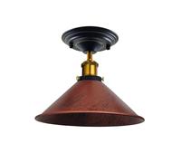 LEDSone Modern Semi Flush Mount Ceiling Lighting Industrial Metal 22cm Flat Lampshade LED E27 Base Ceiling Light Fixture for Living Room Kitchen Restaurant Hallway (Rustic Red 2)