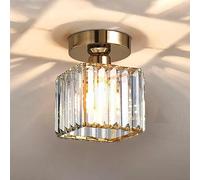 LEDSone Modern Square Crystal Chandelier, Gold Ceiling Light, 13 cm Cube, Ideal for Kitchen, Bedroom, Living Room, Hallway