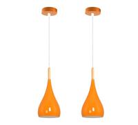 LEDSone Modern Teardrop Shaped Orange Pendant Light Shade Industrial Hanging Ceiling Lighting Ideal for Dining Room Bar Clubs & Restaurants (2 Pack)