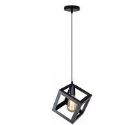LEDSone Modern Vintage Black 3 Head Pendant Light Fittings, Square Wire cage Loft Bar Triple Hanging Pendant Ceiling Lights with Adjustable Cable for Kitchen Island (Style 1)