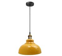 LEDSone Modern Vintage -Industrial Ceiling-Pendant Light Metal 29cm Lamp Shade Indoor Hanging Light for Bar, Bedroom, Dining Room, Conservatory (Yellow - 30cm Curvy)