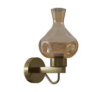 LEDSone Modern Vintage Industrial Globe Sconce Indoor Polished Amber Glass Wall Light with Amber Glass Shade (Style 5, Without Bulb)