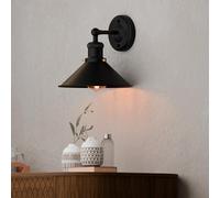 LEDSone Modern Vintage Retro Industrial Wall Sconce Light 22cm Black Metal Wall Lamp Adjustable Swing Arm E27 Holder Stylish Lighting for Living Room Bedroom Office Home Décor (Black)